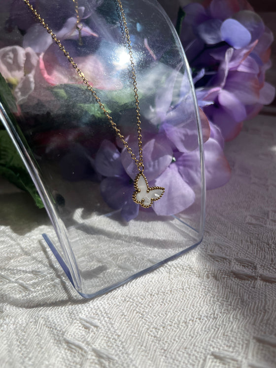 Enchanted Butterfly Pendant Necklace - White