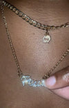 gold diamond pisces zodiac necklace set.