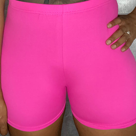 hot pink buttery soft short shorts.