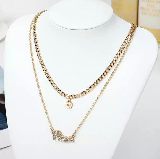 gold diamond pisces zodiac necklace set.